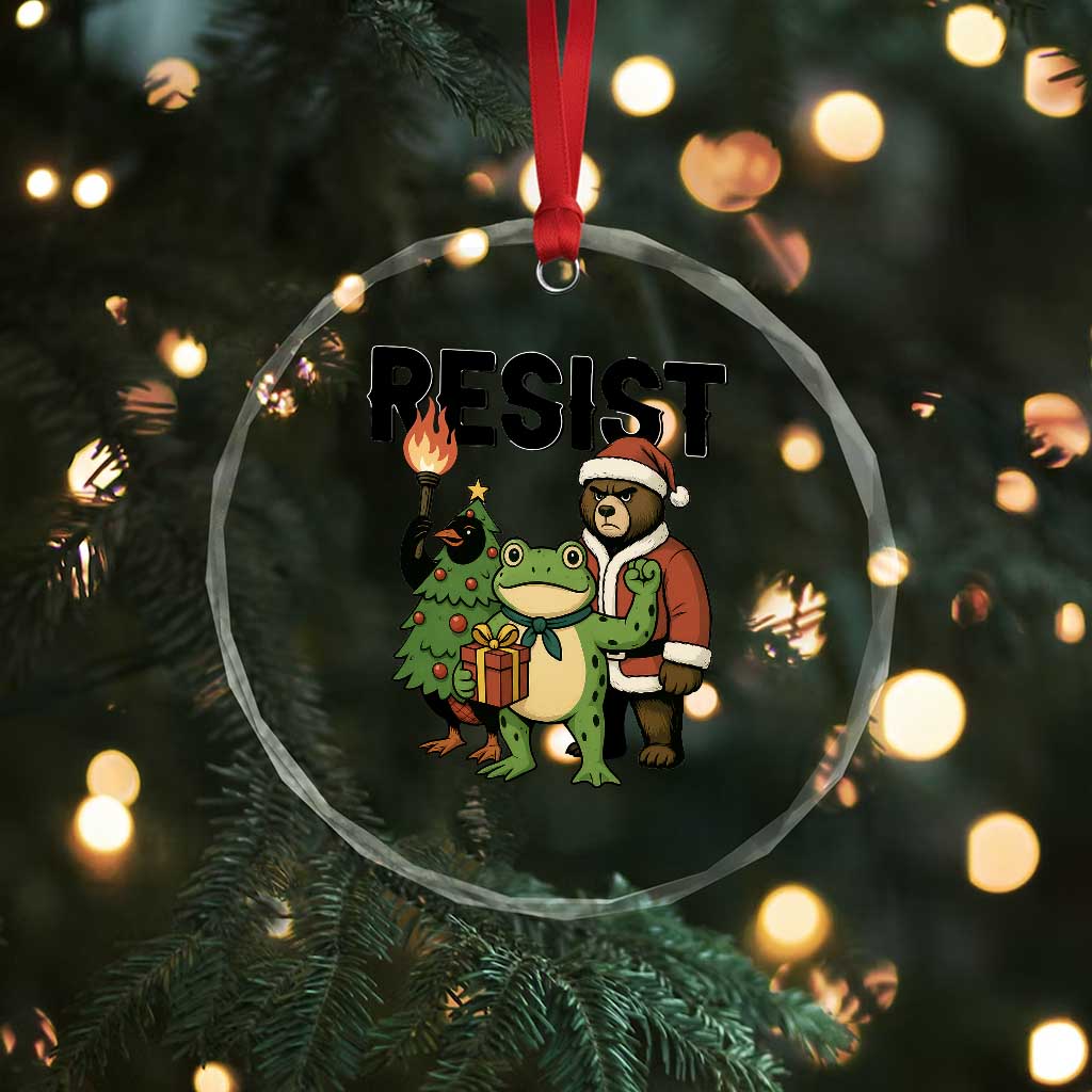 Portland Frog Protest Frogs Together Strong Crystal Glass Ornament Funny Holiday Gift TS12 Print Your Wear