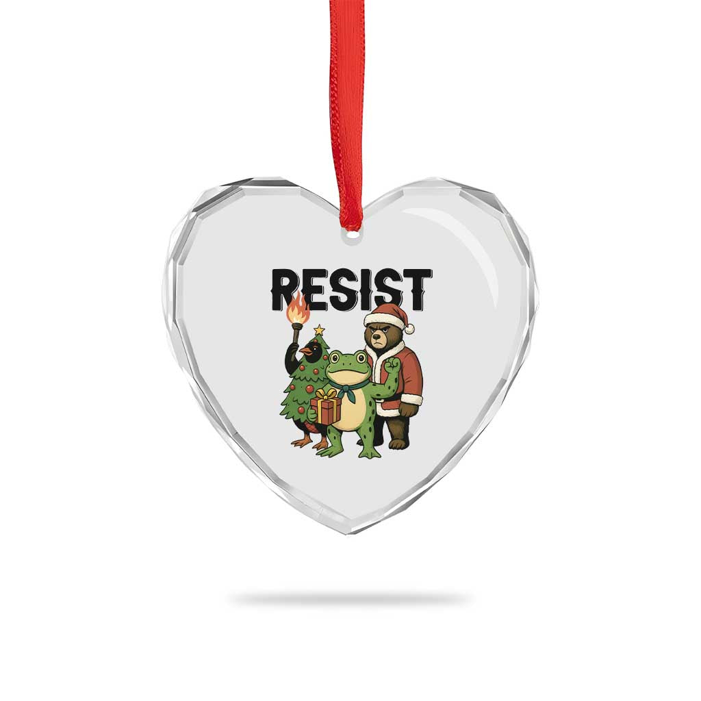Portland Frog Protest Frogs Together Strong Heart Crystal Glass Ornament Funny Holiday Gift TS12 Print Your Wear
