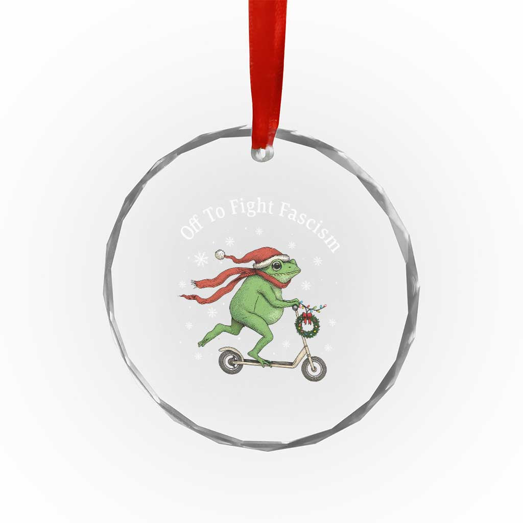 Portland Frog Protest Off To Fight Fascism Crystal Glass Ornament Funny Christmas Gift TS12 Print Your Wear