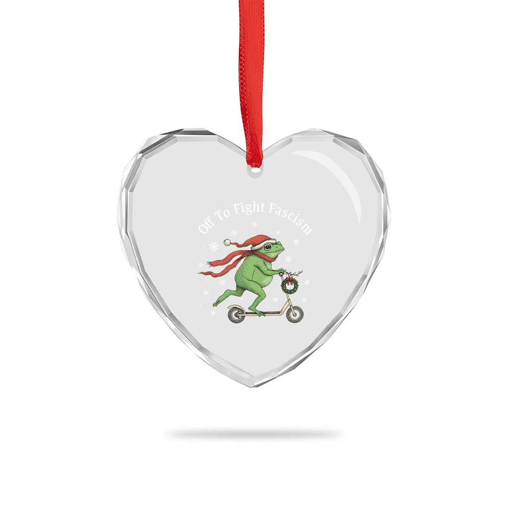 Portland Frog Protest Off To Fight Fascism Heart Crystal Glass Ornament Funny Christmas Gift TS12 Print Your Wear