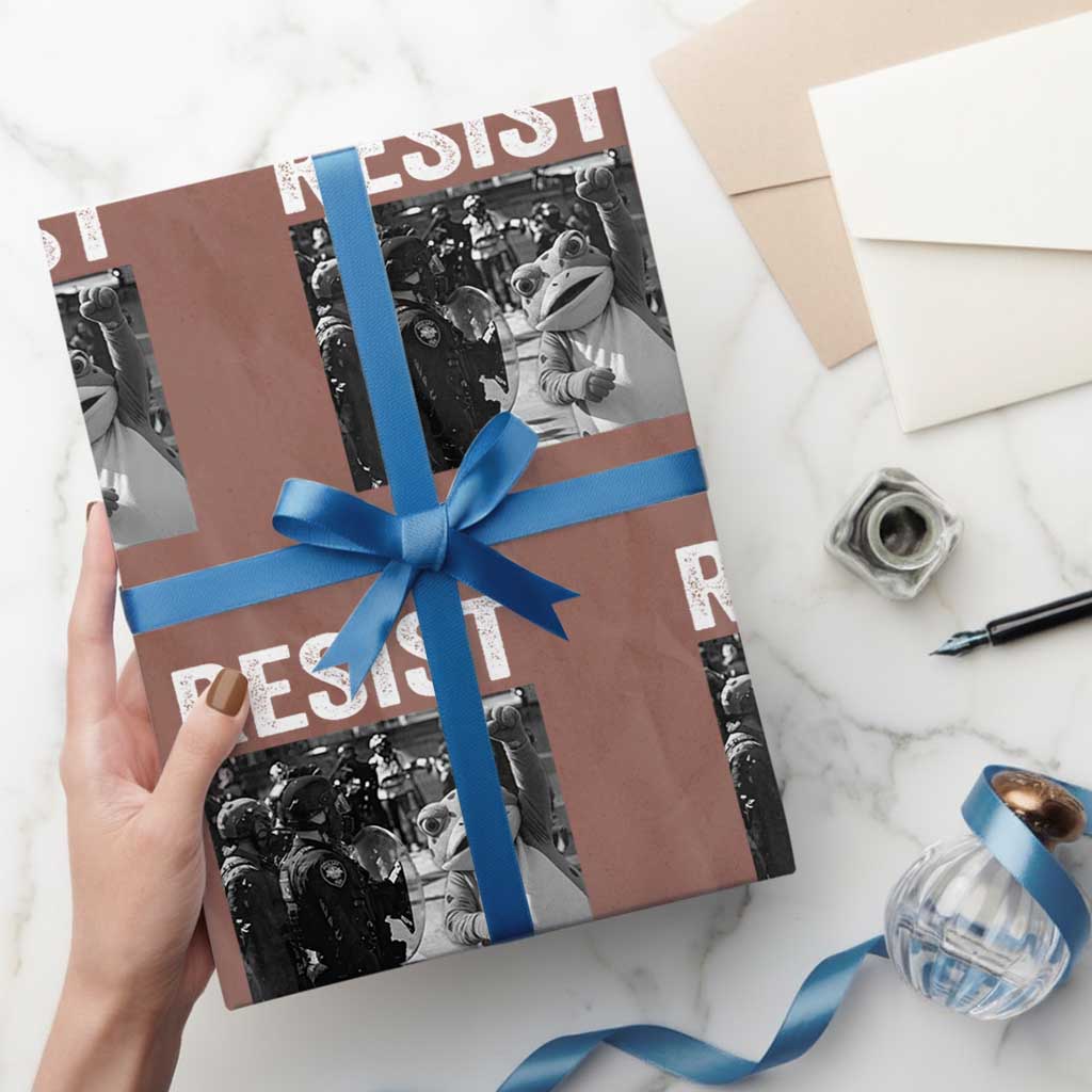 Portland Frog Protest Wrapping Paper Roll Funny Rebel Gift TS12 Mocha Print Your Wear