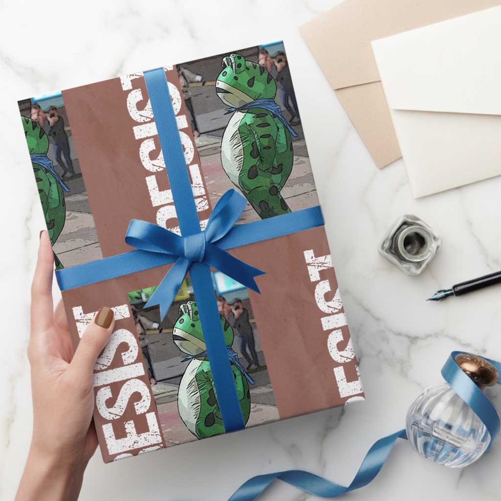 Portland Frog Protest Wrapping Paper Roll Vintage Activist Resistance TS10 Mocha Print Your Wear