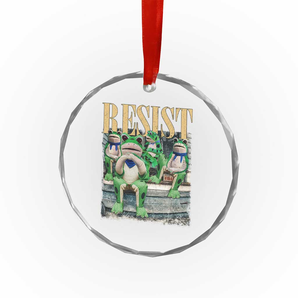 Portland Frog Resist Protest Crystal Glass Ornament 80s Frogs Deportation Resistance TS10 Print Your Wear