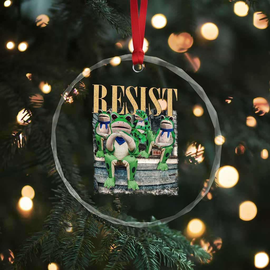 Portland Frog Resist Protest Crystal Glass Ornament 80s Frogs Deportation Resistance TS10 Print Your Wear