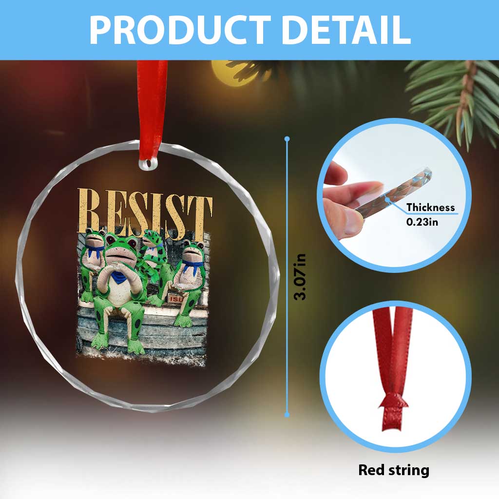 Portland Frog Resist Protest Crystal Glass Ornament 80s Frogs Deportation Resistance TS10 Print Your Wear