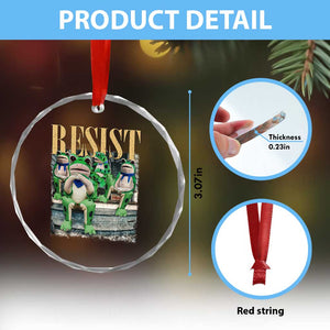 Portland Frog Resist Protest Crystal Glass Ornament 80s Frogs Deportation Resistance TS10 Print Your Wear