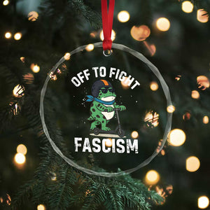 Portland Frog Resist Protest Crystal Glass Ornament Off to Fight Fascism Frog Scooter TS10 Print Your Wear