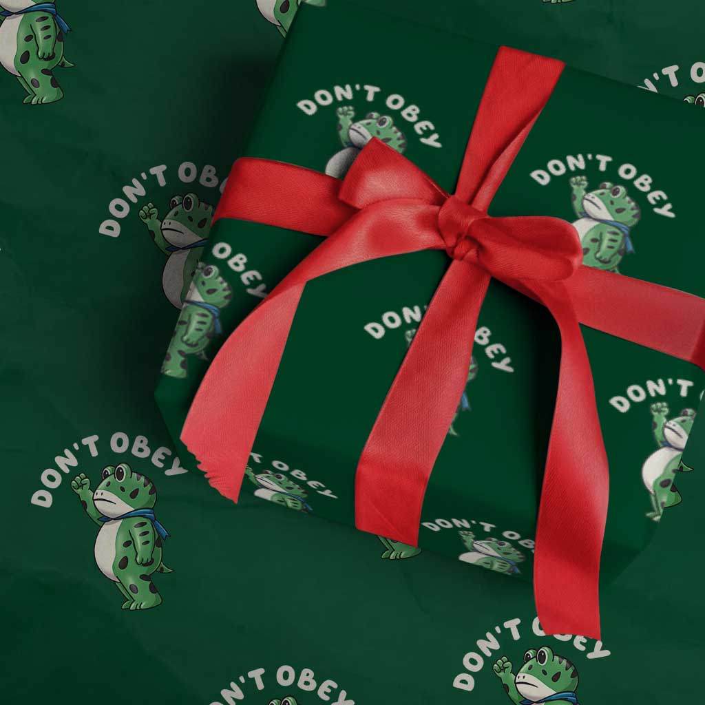 Portland Frog Wrapping Paper Roll Don't Obey Inflatable Costume Protest TS10 Green Print Your Wear