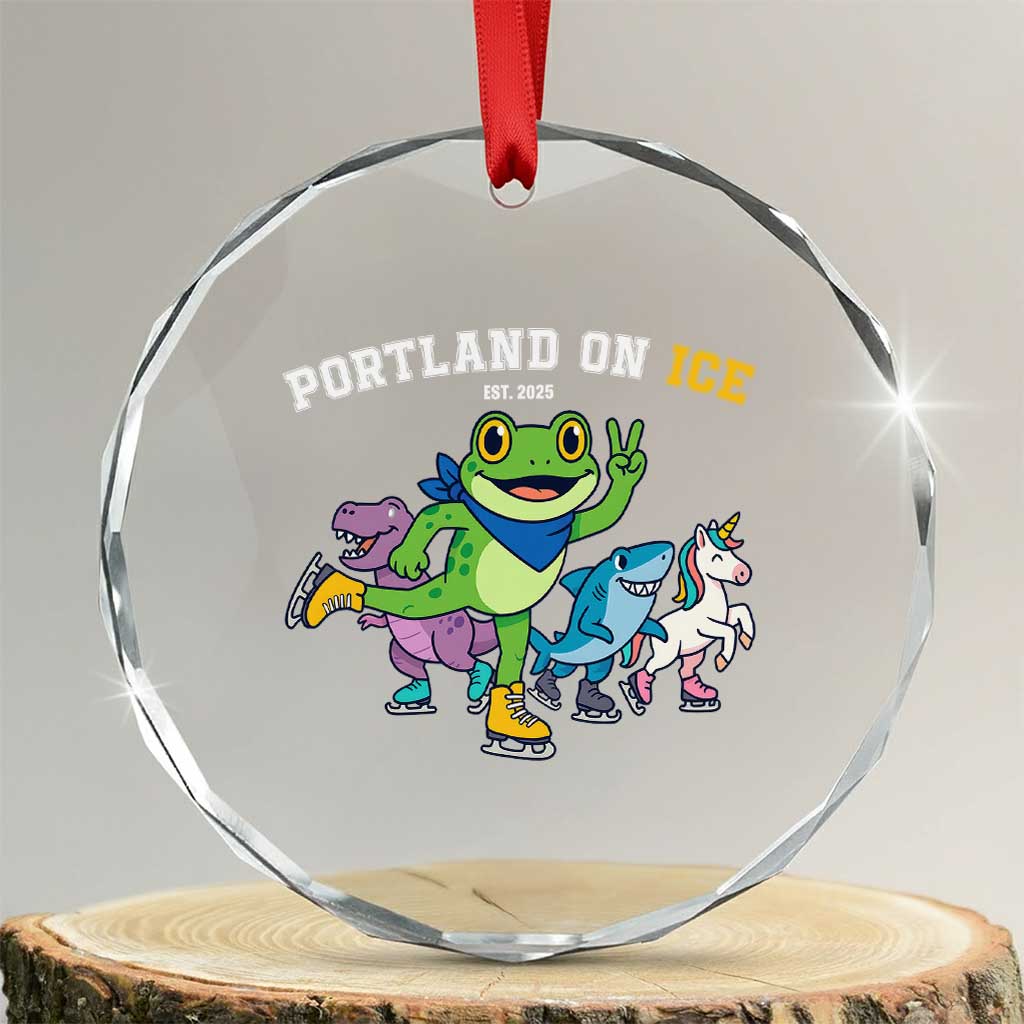 Portland On Ice 2025 Crystal Glass Ornament Resist Frog and Inflatable Animals Protest Sarcastic Politics - Print Your Wear