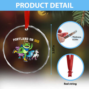 Portland On Ice 2025 Crystal Glass Ornament Resist Frog and Inflatable Animals Protest Sarcastic Politics - Print Your Wear