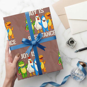 Portland Protest Inflatable Mascot Parade Wrapping Paper Roll Joy Is Resistance Resist Frog Shark Chicken Dino TS02 Mocha Print Your Wear