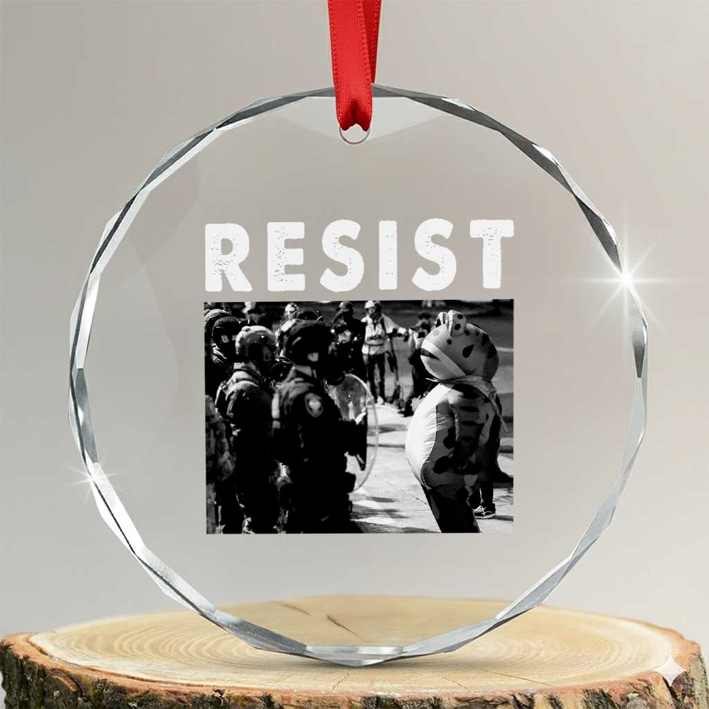 Portland Resist Frog Crystal Glass Ornament Oregon Iconic Frogs Photo Protest Moment TS02 Transparent Glass 3'' Circle Print Your Wear