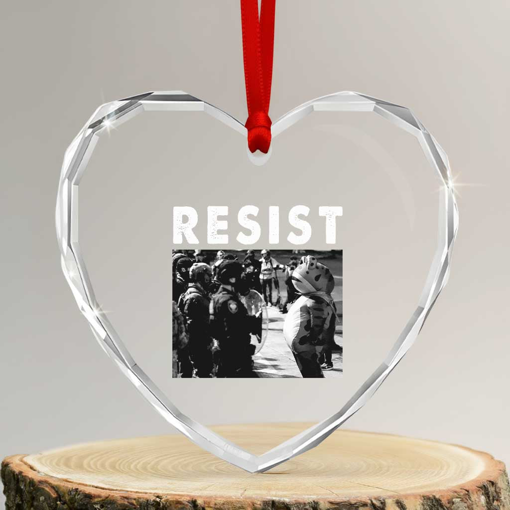 Portland Resist Frog Heart Crystal Glass Ornament Oregon Iconic Frogs Photo Protest Moment TS02 Transparent Glass 3'' Heart Print Your Wear