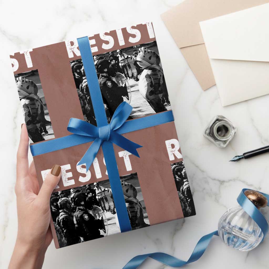 Portland Resist Frog Wrapping Paper Roll Oregon Iconic Frogs Photo Protest Moment TS02 Mocha Print Your Wear