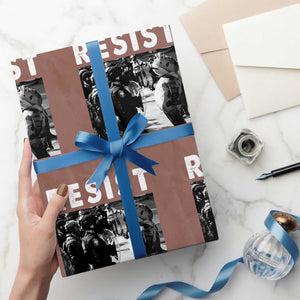 Portland Resist Frog Wrapping Paper Roll Oregon Iconic Frogs Photo Protest Moment TS02 Mocha Print Your Wear