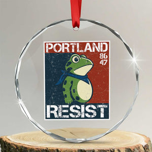 Portland Resist Retro Frog 8647 Crystal Glass Ornament Political Satire Protest Poster Graphic TS02 Transparent Glass 3'' Circle Print Your Wear