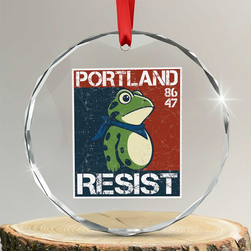 Portland Resist Retro Frog 8647 Crystal Glass Ornament Political Satire Protest Poster Graphic TS02 Transparent Glass 3'' Circle Print Your Wear