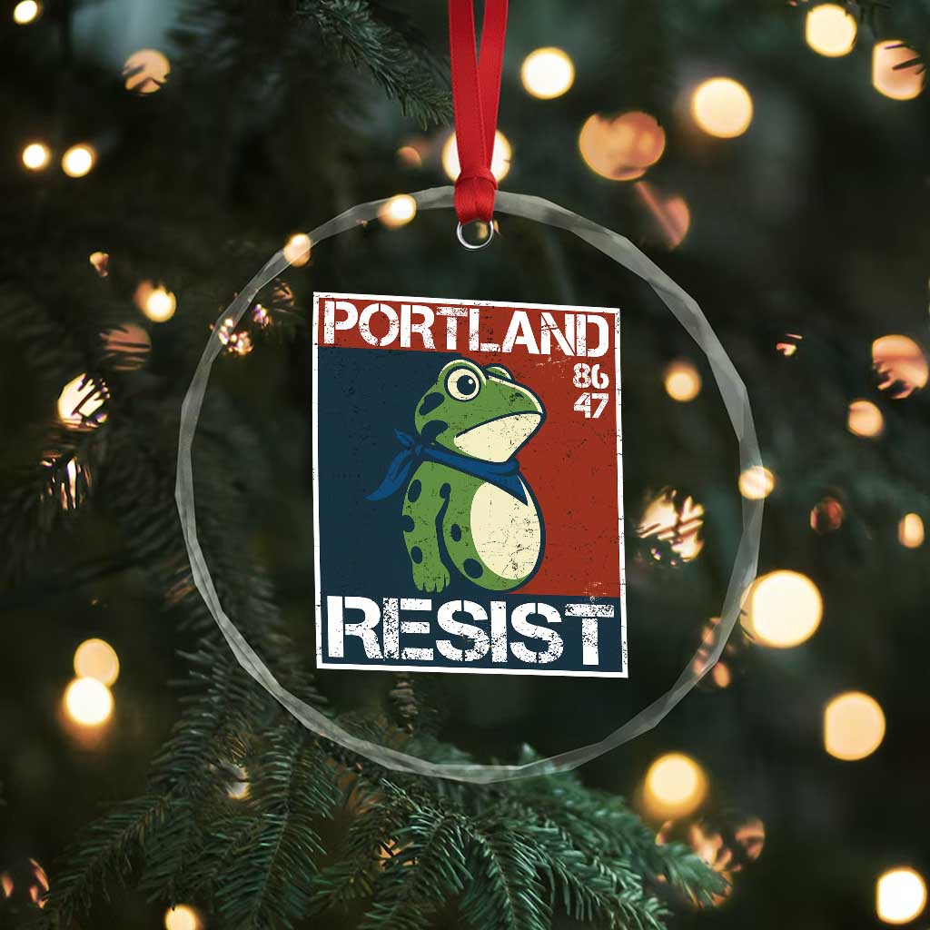 Portland Resist Retro Frog 8647 Crystal Glass Ornament Political Satire Protest Poster Graphic TS02 Print Your Wear