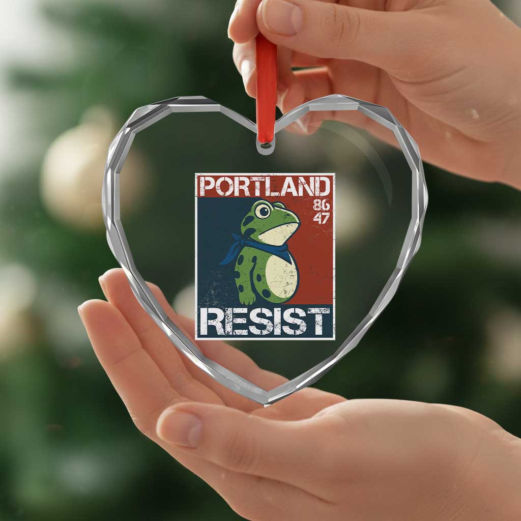 Portland Resist Retro Frog 8647 Heart Crystal Glass Ornament Political Satire Protest Poster Graphic TS02 Print Your Wear
