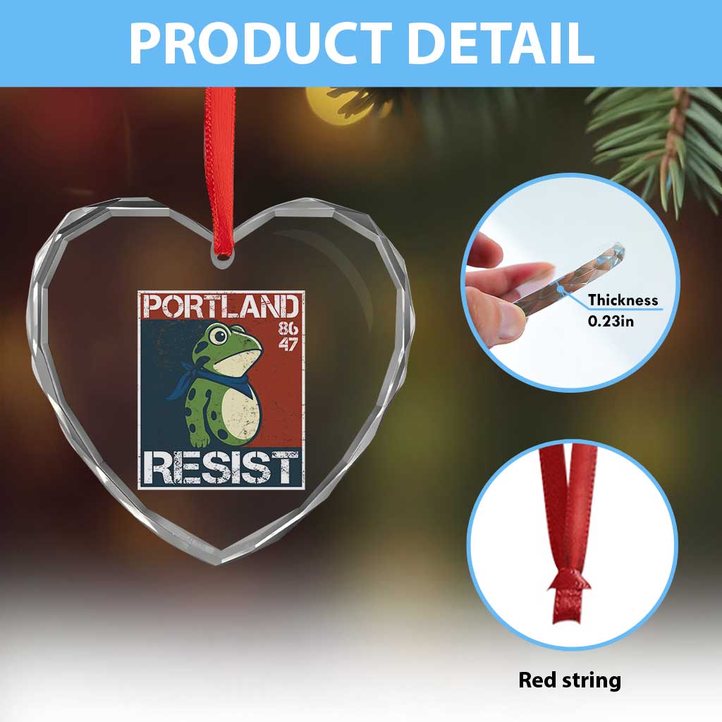 Portland Resist Retro Frog 8647 Heart Crystal Glass Ornament Political Satire Protest Poster Graphic TS02 Print Your Wear