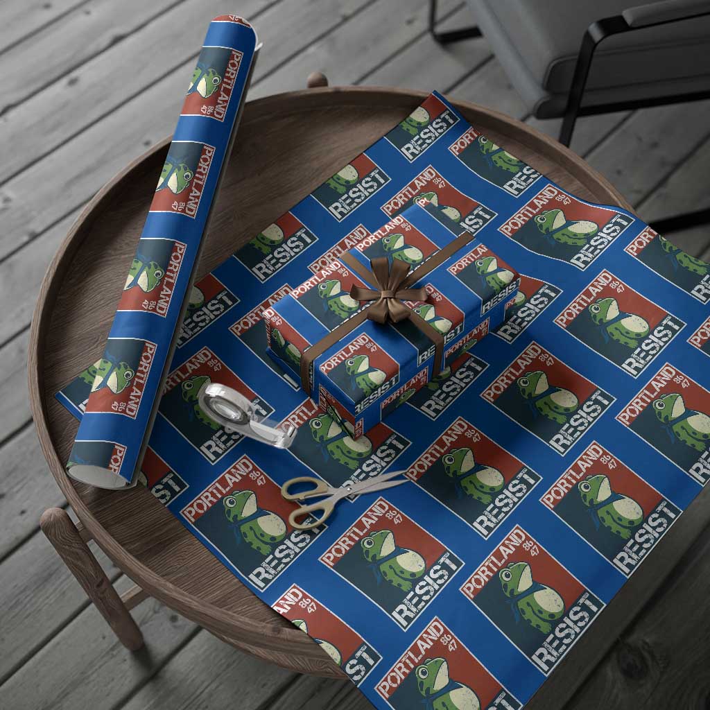 Portland Resist Retro Frog 8647 Wrapping Paper Roll Political Satire Protest Poster Graphic TS02 Blue Print Your Wear