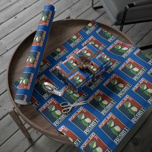 Portland Resist Retro Frog 8647 Wrapping Paper Roll Political Satire Protest Poster Graphic TS02 Blue Print Your Wear