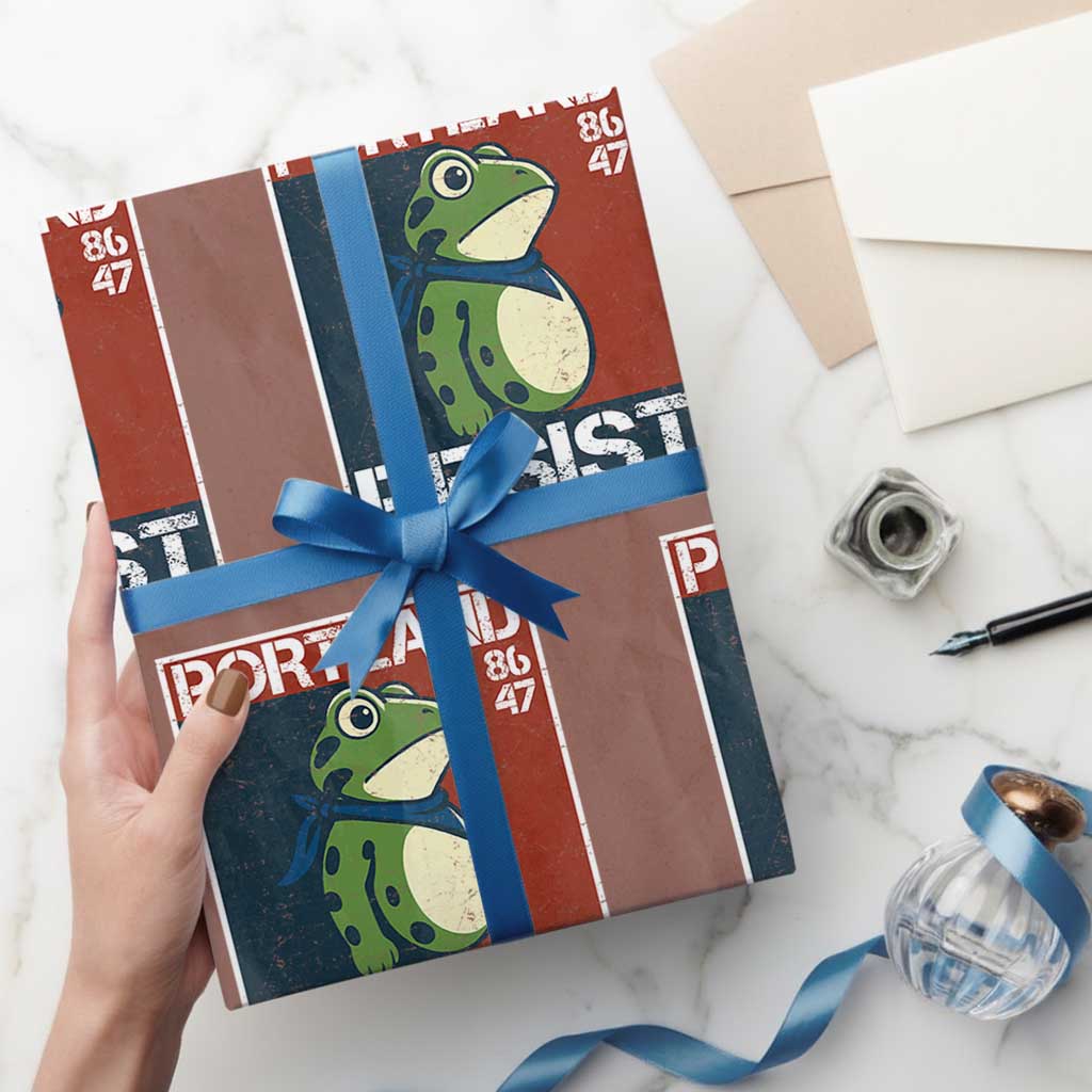Portland Resist Retro Frog 8647 Wrapping Paper Roll Political Satire Protest Poster Graphic TS02 Mocha Print Your Wear