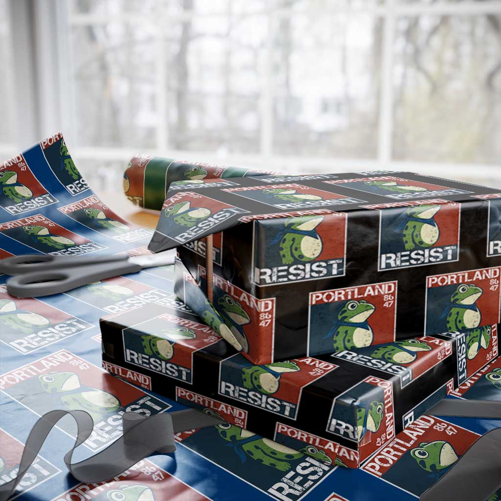 Portland Resist Retro Frog 8647 Wrapping Paper Roll Political Satire Protest Poster Graphic TS02 Black Print Your Wear