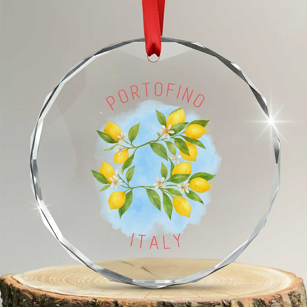 Portofino Italy Lemons Crystal Glass Ornament Vintage Coastal Europe Travel Summer Vibe Aesthetic TS02 Transparent Glass 3'' Circle Print Your Wear