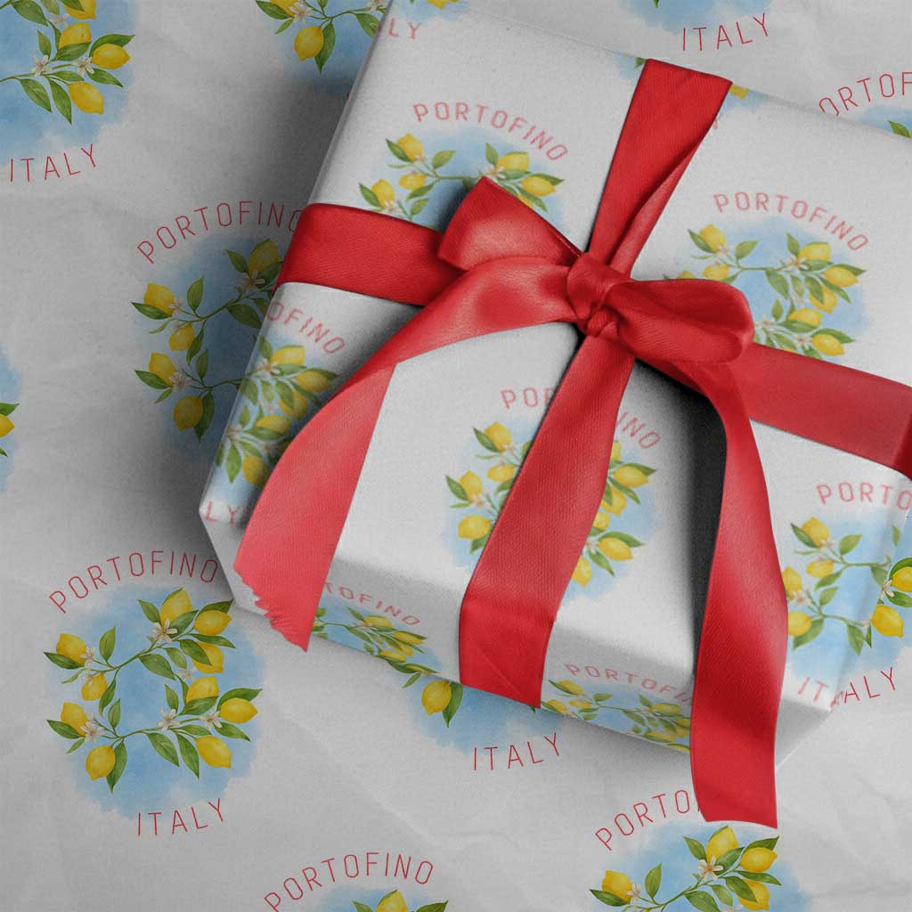 Portofino Italy Lemons Wrapping Paper Roll Vintage Coastal Europe Travel Summer Vibe Aesthetic TS02 White Print Your Wear