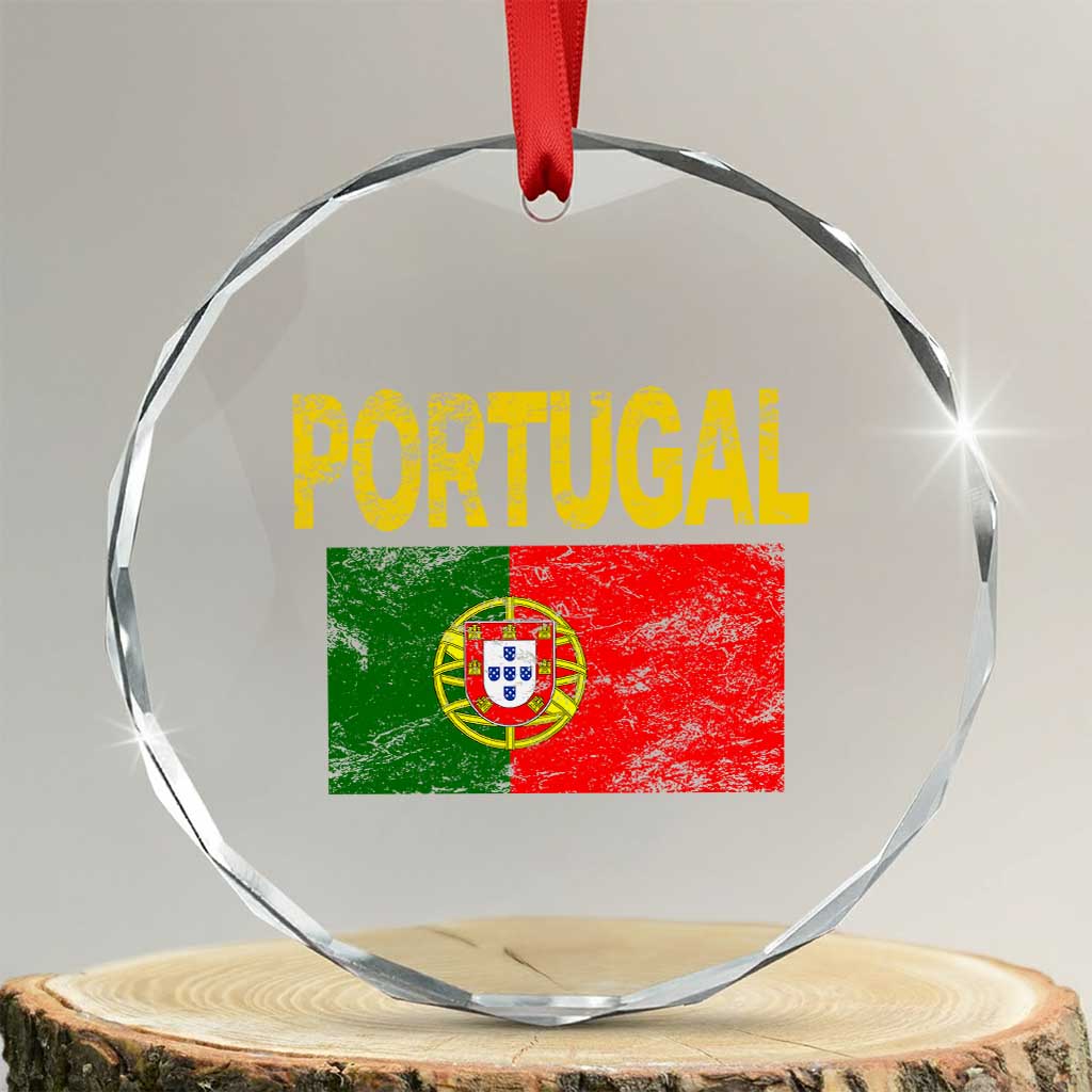 Portugal Flag Crystal Glass Ornament Retro Vintage Portuguese Flags Futebol TS10 Transparent Glass 3'' Circle Print Your Wear