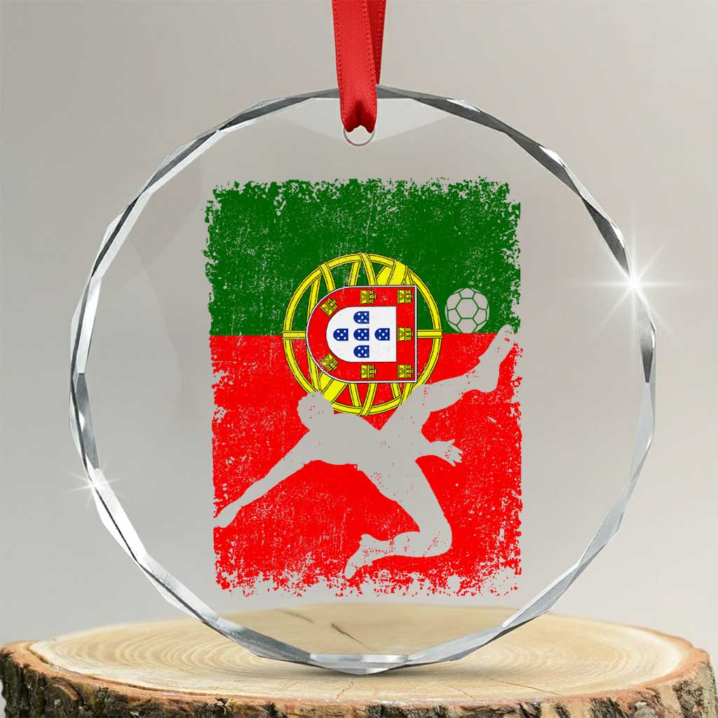 Portugal Soccer Crystal Glass Ornament Portuguese Flag Futebol Football Fan TS10 Transparent Glass 3'' Circle Print Your Wear