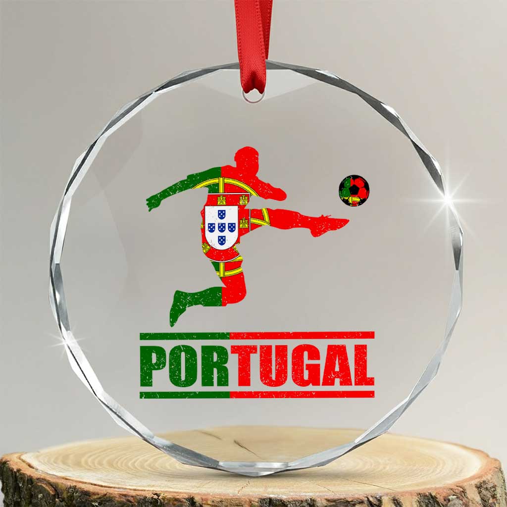 Portugal Soccer Crystal Glass Ornament Portuguese Flag Futebol Football Player TS10 Transparent Glass 3'' Circle Print Your Wear