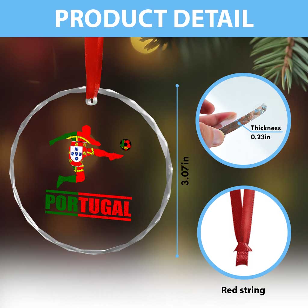 Portugal Soccer Crystal Glass Ornament Portuguese Flag Futebol Football Player TS10 Print Your Wear
