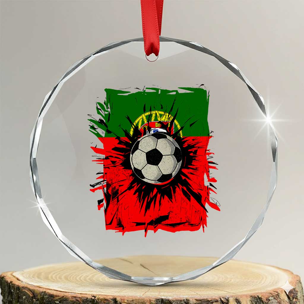 Portugal Soccer Crystal Glass Ornament Portuguese Flag Soccer Ball Futebol TS10 Transparent Glass 3'' Circle Print Your Wear