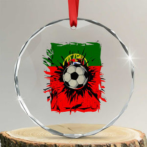 Portugal Soccer Crystal Glass Ornament Portuguese Flag Soccer Ball Futebol TS10 Transparent Glass 3'' Circle Print Your Wear