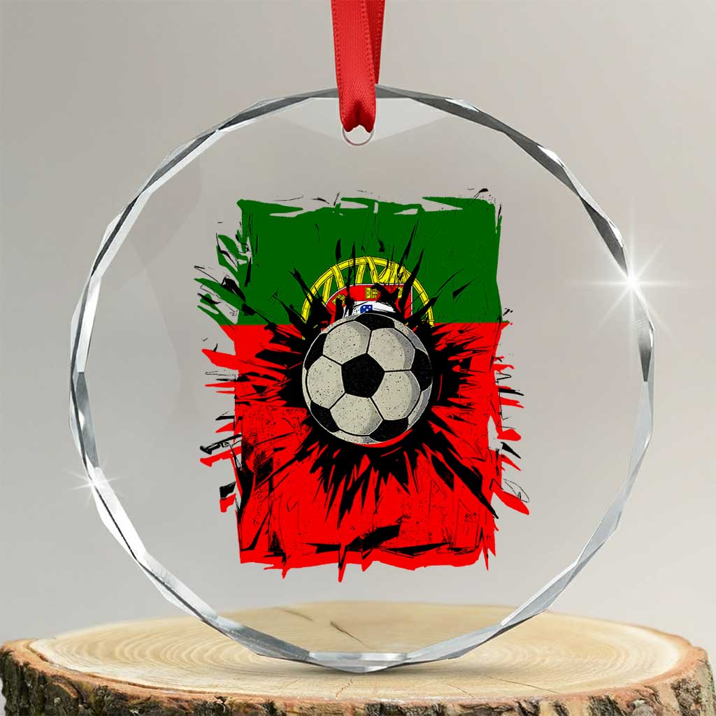 Portugal Soccer Crystal Glass Ornament Portuguese Flag Soccer Ball Futebol TS10 Transparent Glass 3'' Circle Print Your Wear