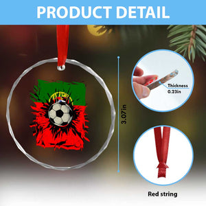 Portugal Soccer Crystal Glass Ornament Portuguese Flag Soccer Ball Futebol - Print Your Wear