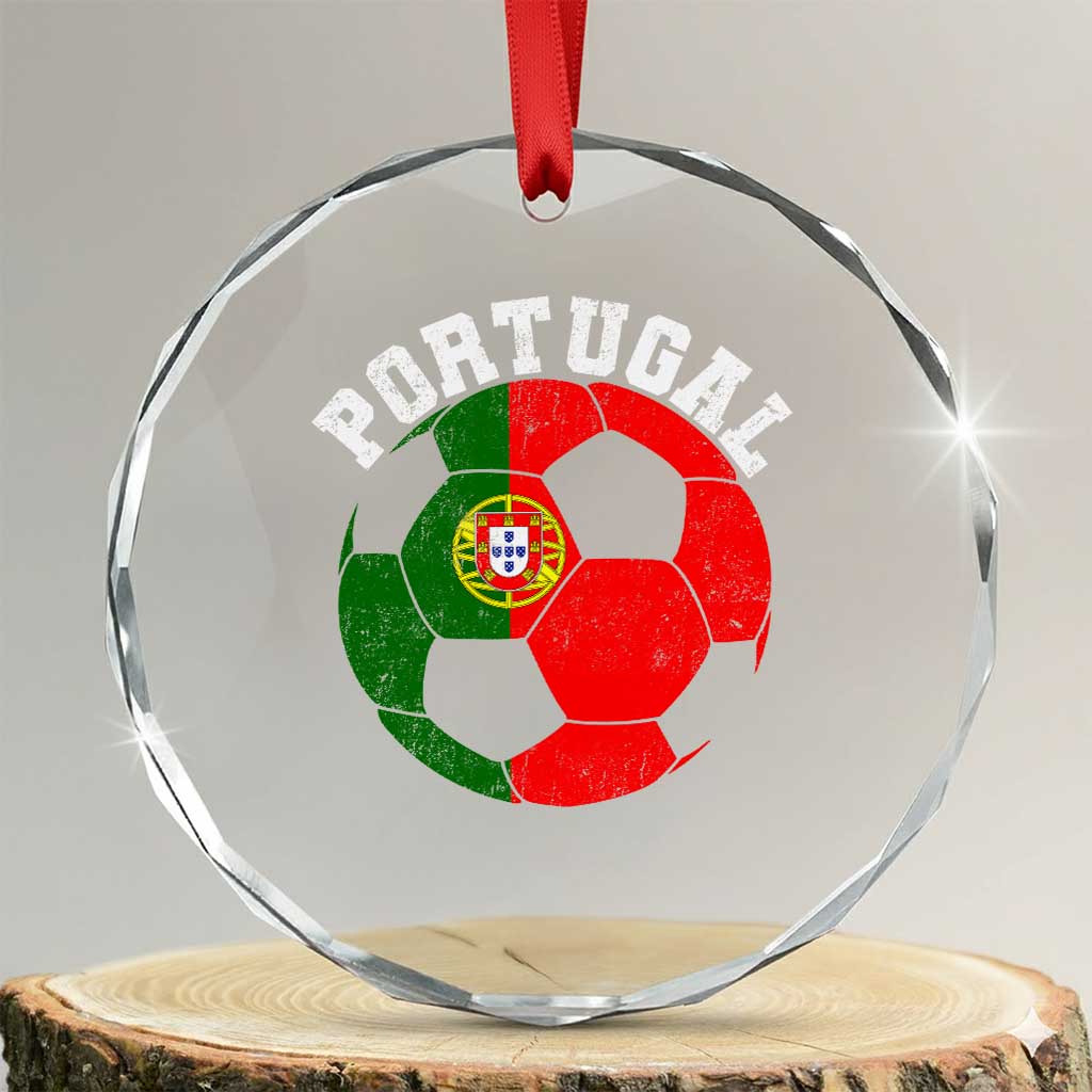 Portugal Soccer Crystal Glass Ornament Portuguese Flag Soccer Ball Futebol Football Fan TS10 Transparent Glass 3'' Circle Print Your Wear