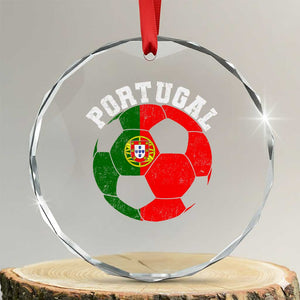 Portugal Soccer Crystal Glass Ornament Portuguese Flag Soccer Ball Futebol Football Fan TS10 Transparent Glass 3'' Circle Print Your Wear