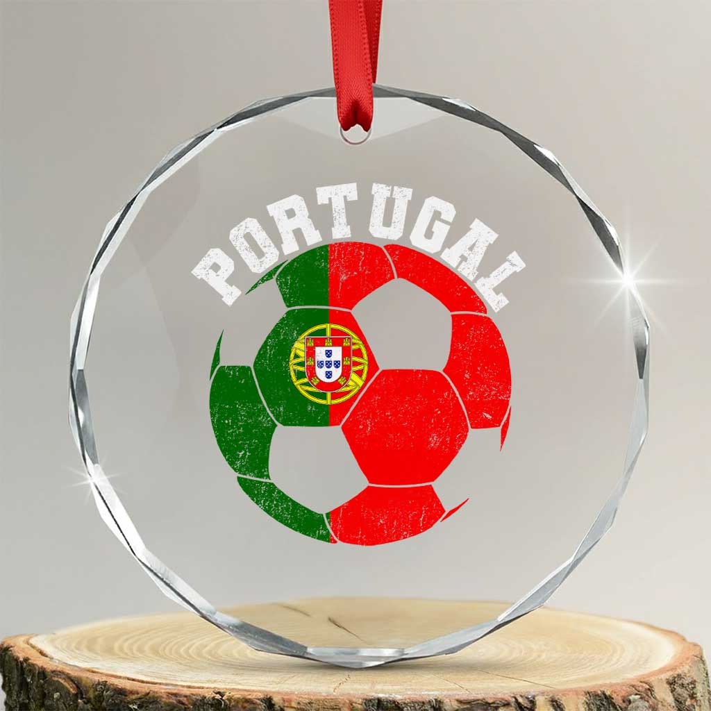 Portugal Soccer Crystal Glass Ornament Portuguese Flag Soccer Ball Futebol Football Fan TS10 Transparent Glass 3'' Circle Print Your Wear