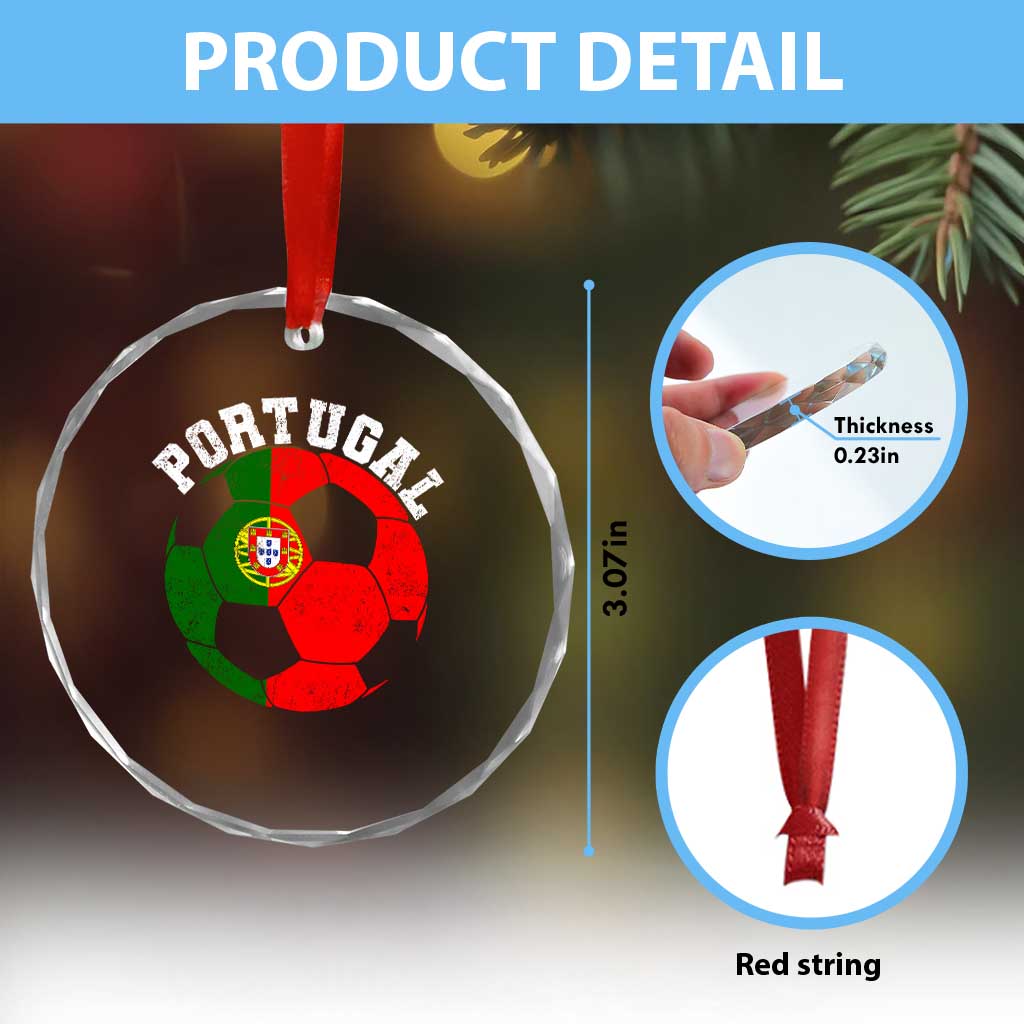 Portugal Soccer Crystal Glass Ornament Portuguese Flag Soccer Ball Futebol Football Fan TS10 Print Your Wear