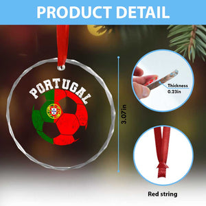 Portugal Soccer Crystal Glass Ornament Portuguese Flag Soccer Ball Futebol Football Fan - Print Your Wear