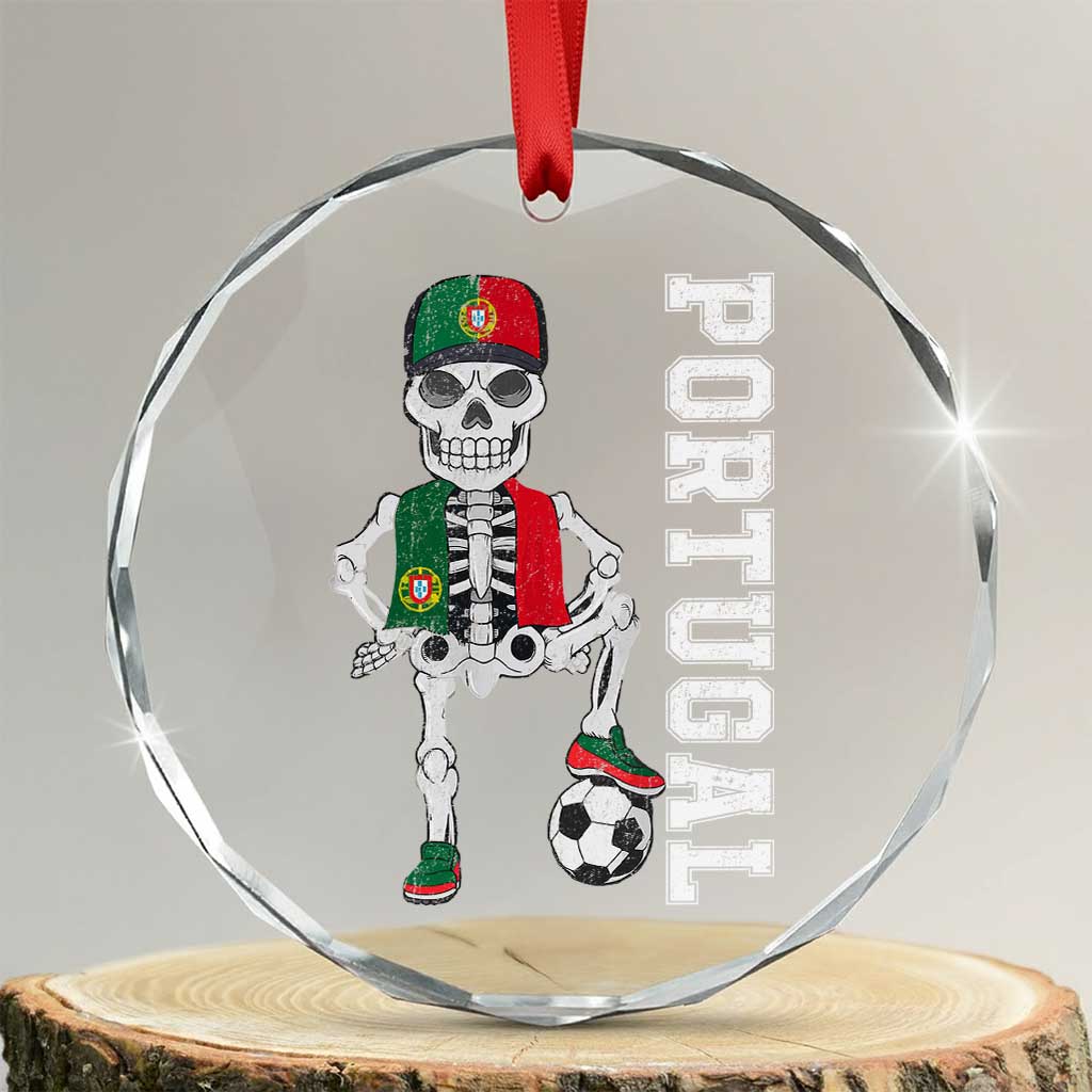 Portugal Soccer Crystal Glass Ornament Skeleton Portuguese Flag Futebol Football Player - Print Your Wear