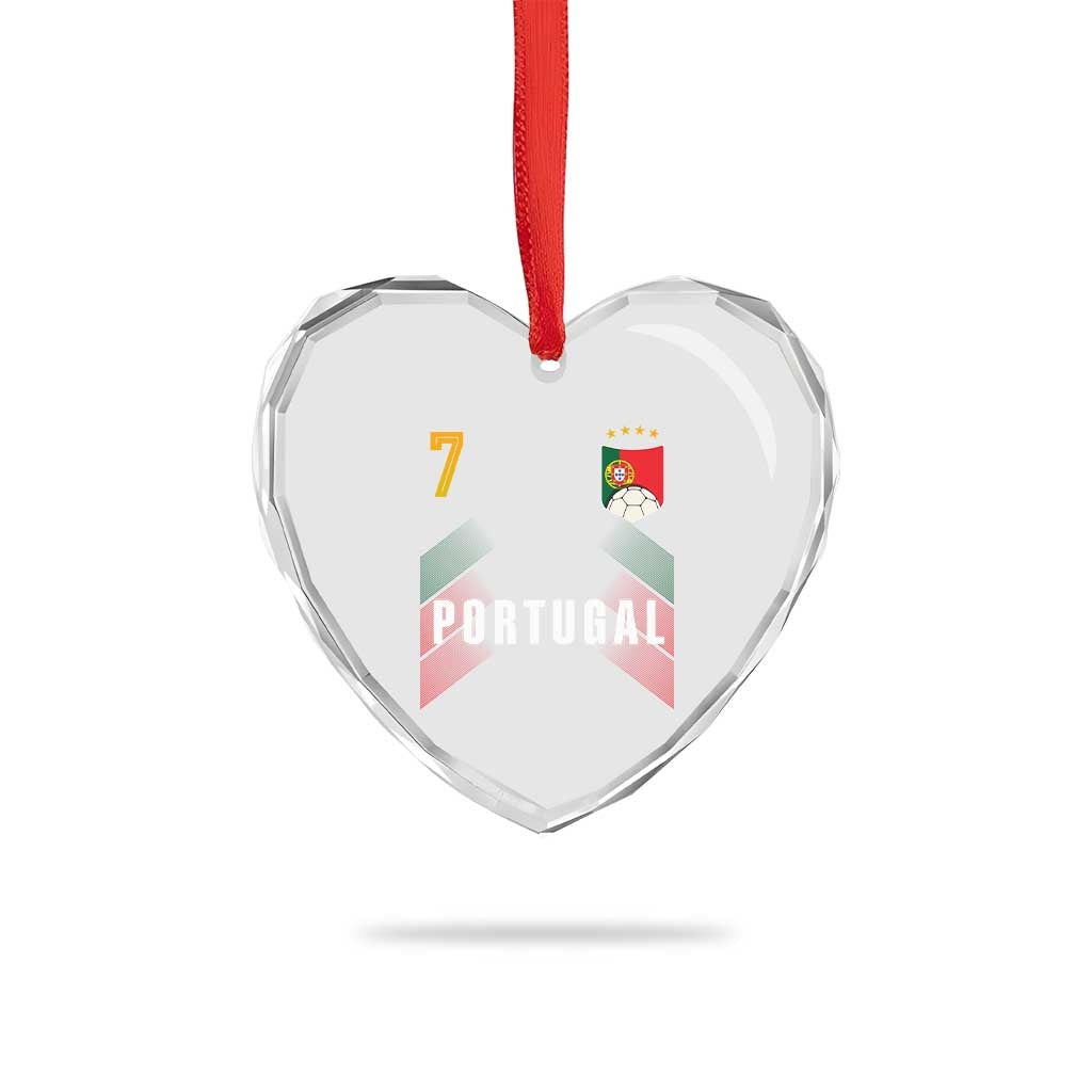 Portugal Soccer Fans Graphic Jersey Style Heart Crystal Glass Ornament Proud Portuguese Football Lover