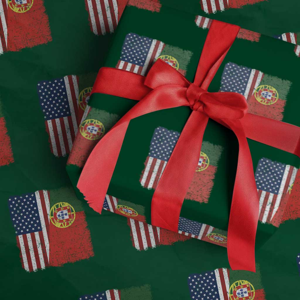 Portuguese American Flag Wrapping Paper Roll Retro Vintage USA Portugal Roots Heritage Pride TS10 Green Print Your Wear