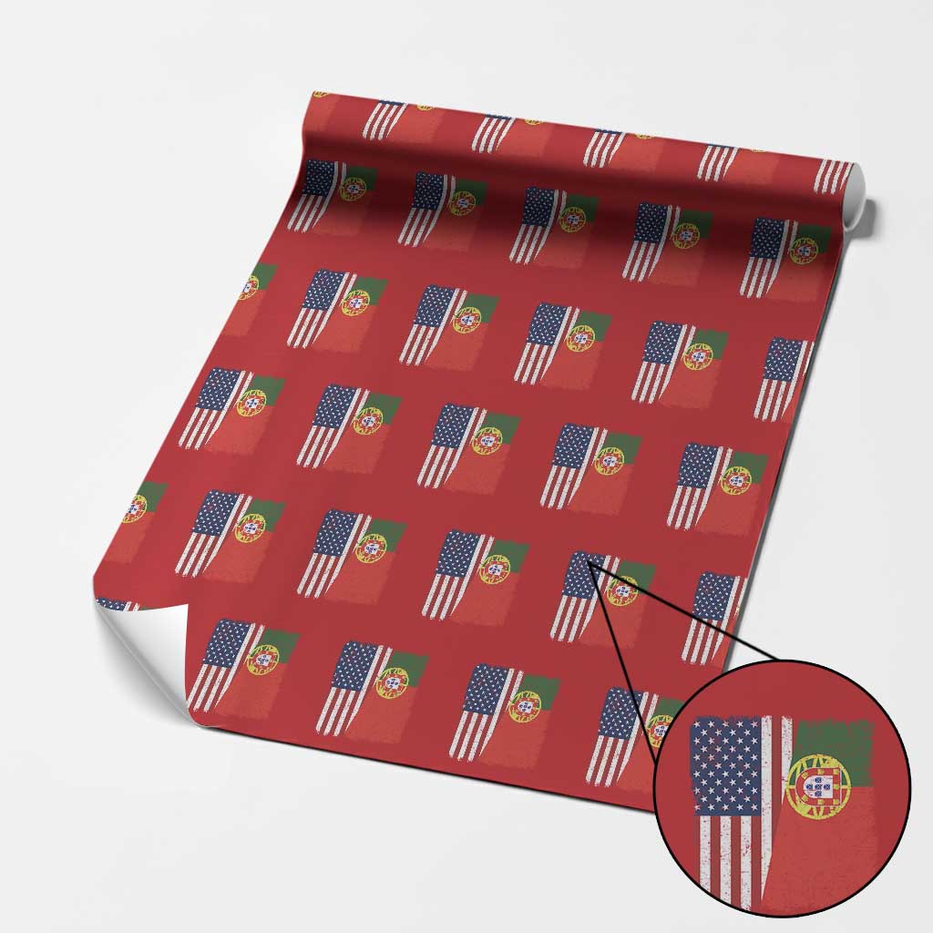 Portuguese American Flag Wrapping Paper Roll Retro Vintage USA Portugal Roots Heritage Pride TS10 Red Print Your Wear