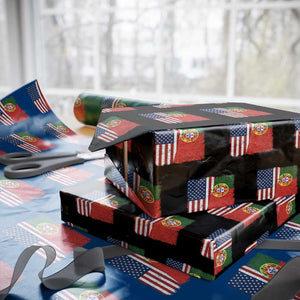 Portuguese American Flag Wrapping Paper Roll Retro Vintage USA Portugal Roots Heritage Pride TS10 Black Print Your Wear
