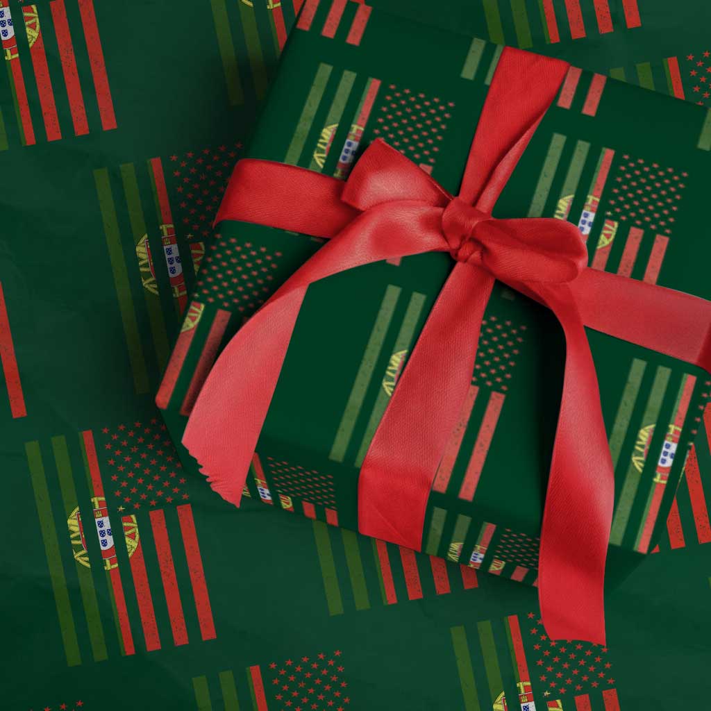 Portuguese Flag Wrapping Paper Roll Vintage USA Flag Portugal Pride Gifts TS10 Green Print Your Wear