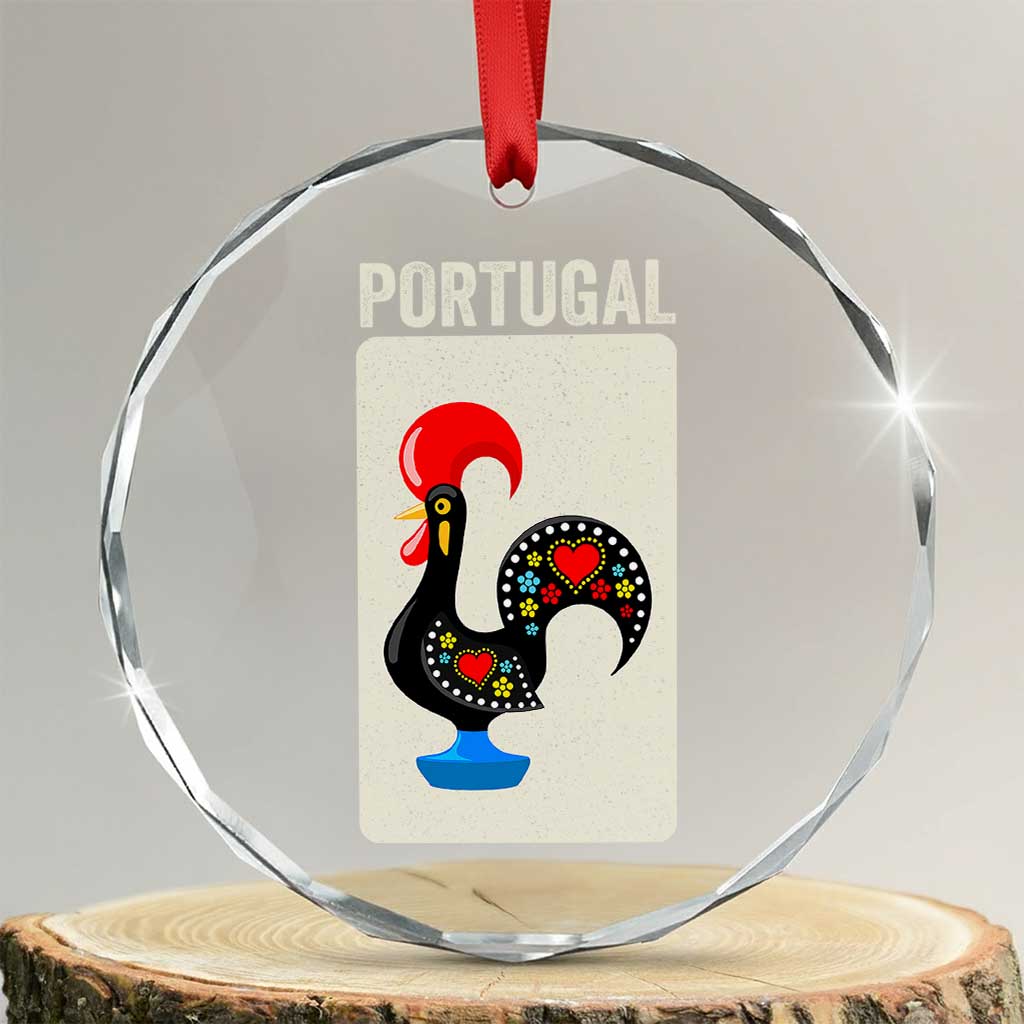 Portuguese Rooster Crystal Glass Ornament Galo de Barcelos Portugal Roots Pride Heritage Gift TS10 Transparent Glass 3'' Circle Print Your Wear